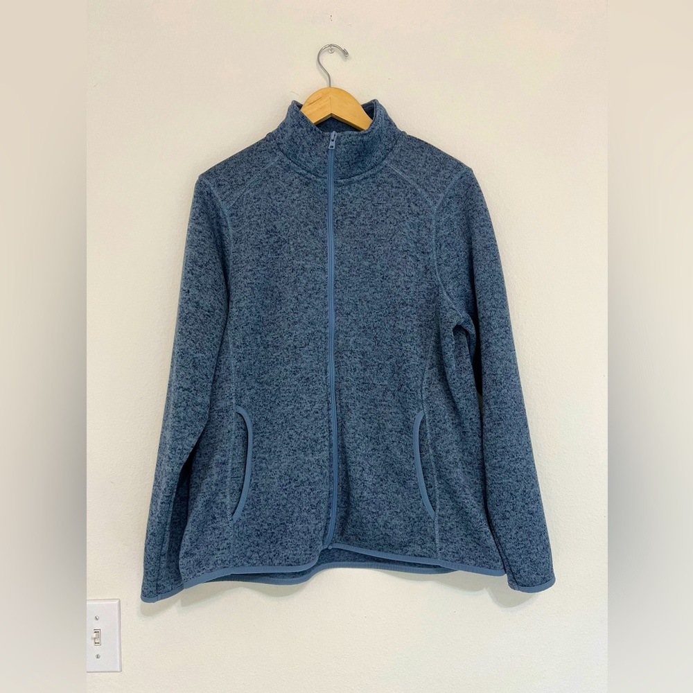 Eddie Bauer Marled Blue Radiator Knit Fleece Full-Zip Jacket